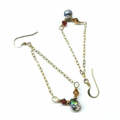 Mystic Rainbow Quartz Gold Filled Drop Earrings