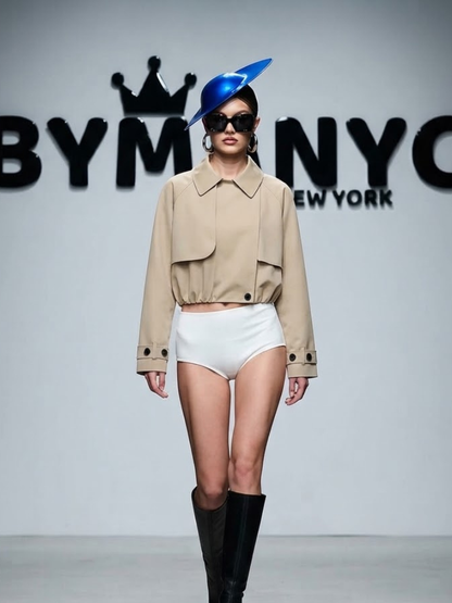 Women's Cropped Beige Trench Style Jacket Soho Prêt-À-Porter BYMANYC ® New York - New Collection