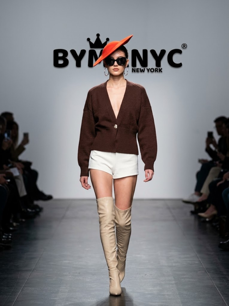 Women's Black V-Neck Knit Cardigan With Single Statement Gold Button Prêt-À-Porter BYMANYC ® New York - New Collection