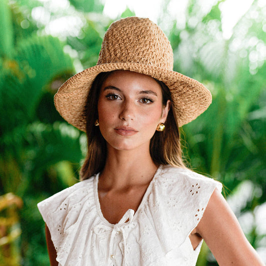 The Nina Raffia Hat in Beige
