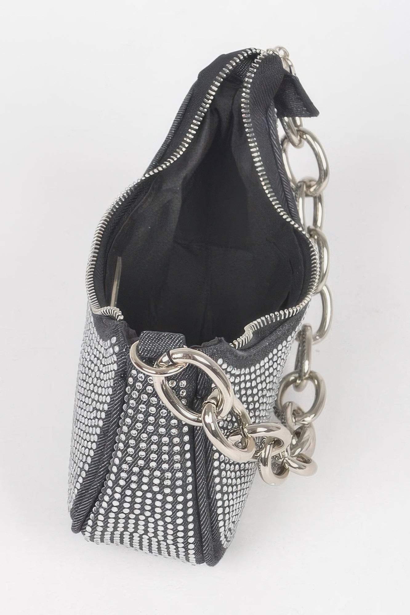 NOHO Hot Fix Stone Small Hobo Bag With Chain: BYMANYC ® New York