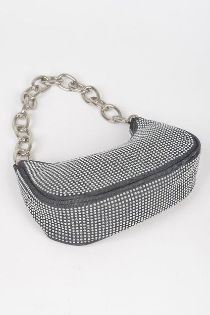 NOHO Hot Fix Stone Small Hobo Bag With Chain: BYMANYC ® New York