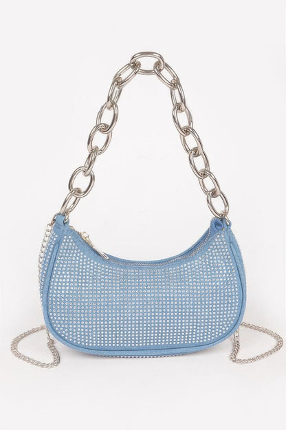NOHO Hot Fix Stone Small Hobo Bag With Chain: BYMANYC ® New York