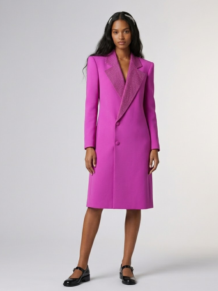 NOLITA Crystal Rever Long Blazer Coat | BYMANYC ® New York Luxury