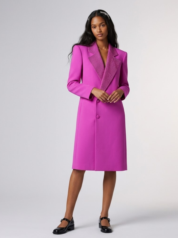 NOLITA Crystal Rever Long Blazer Coat | BYMANYC ® New York Luxury