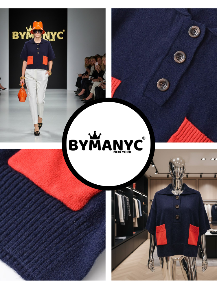 Navy Contrast Polo • TRIBECA New Collection BYMANYC ® New York