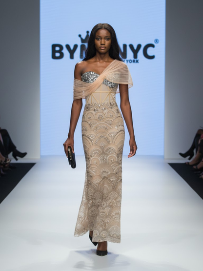 Nude Long Gala Dress FIFTH AVENUE: Prêt-À-Porter Line BYMANYC ® New York