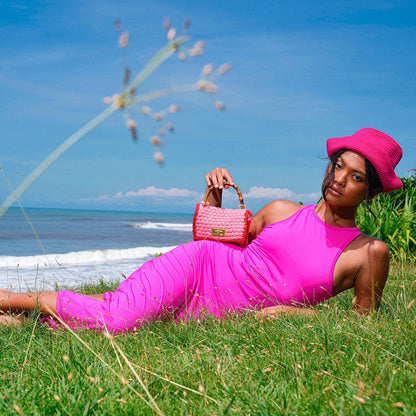 The Ola Second-Skin Bodycon Midi Dress in Dragonfruit Pink