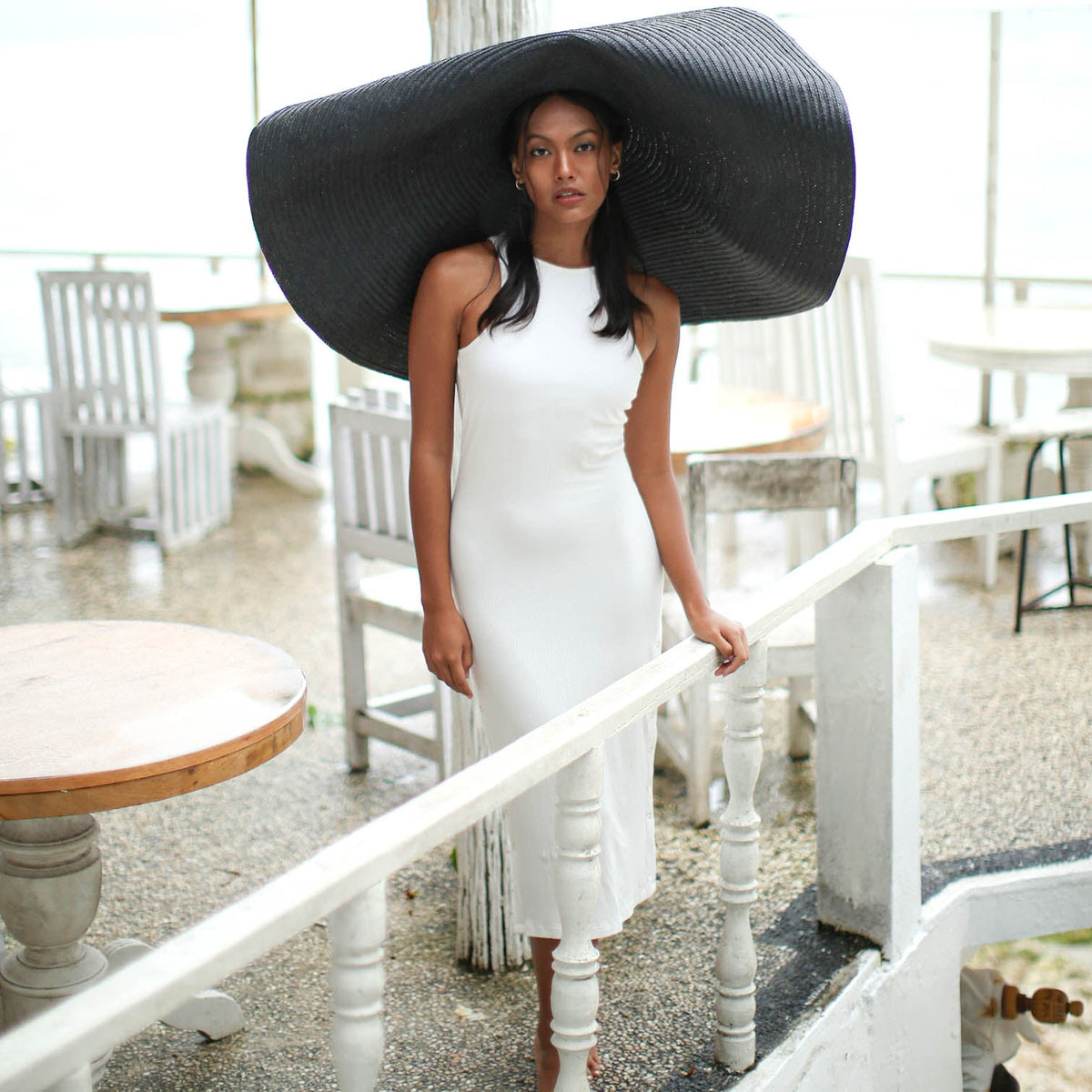 The Ola Rib Second-Skin Bodycon Midi Dress in White