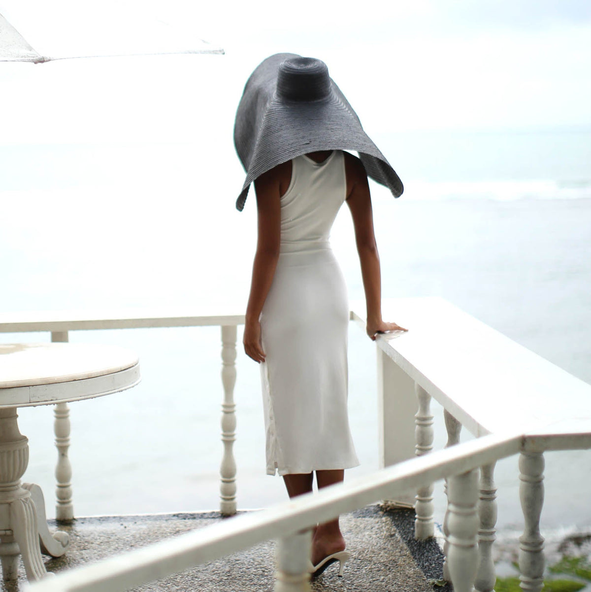 The Ola Rib Second-Skin Bodycon Midi Dress in White