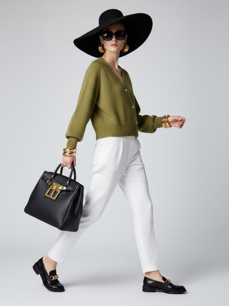 Olive Cropped Knit Cardigan LUDLOW: New Colección COUTURE in NOLITA - BYMANYC ® New York