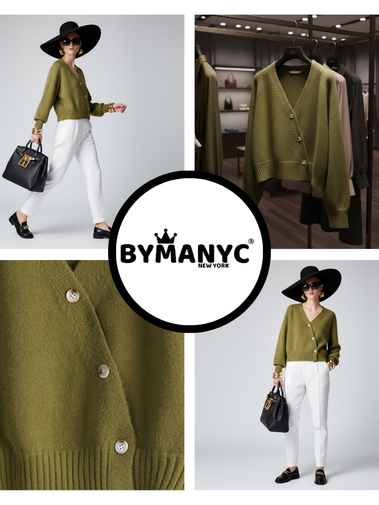 Olive Cropped Knit Cardigan LUDLOW: New Colección COUTURE in NOLITA - BYMANYC ® New York