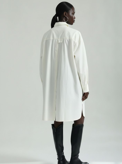 Oversized Asymmetric Shirt Dress in Crisp White • BYMANYC ® New York