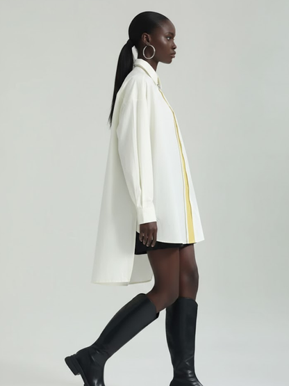 Oversized Asymmetric Shirt Dress in Crisp White • BYMANYC ® New York