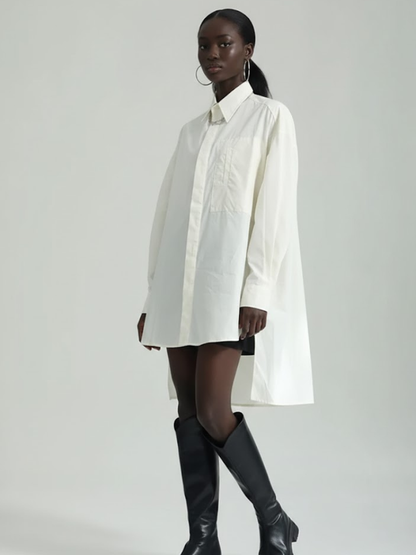 Oversized Asymmetric Shirt Dress in Crisp White • BYMANYC ® New York