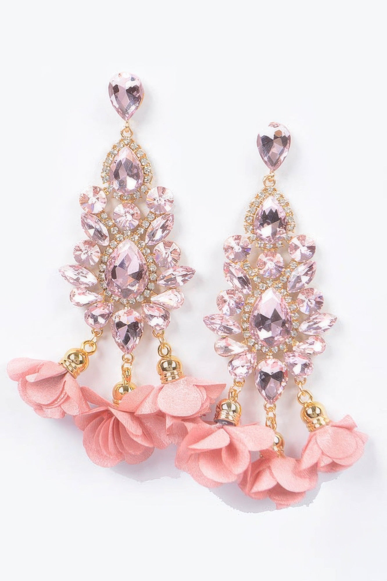 PARK AVENUE Multi Rhinestone Flower Drop Earrings: BYMANYC ® New York
