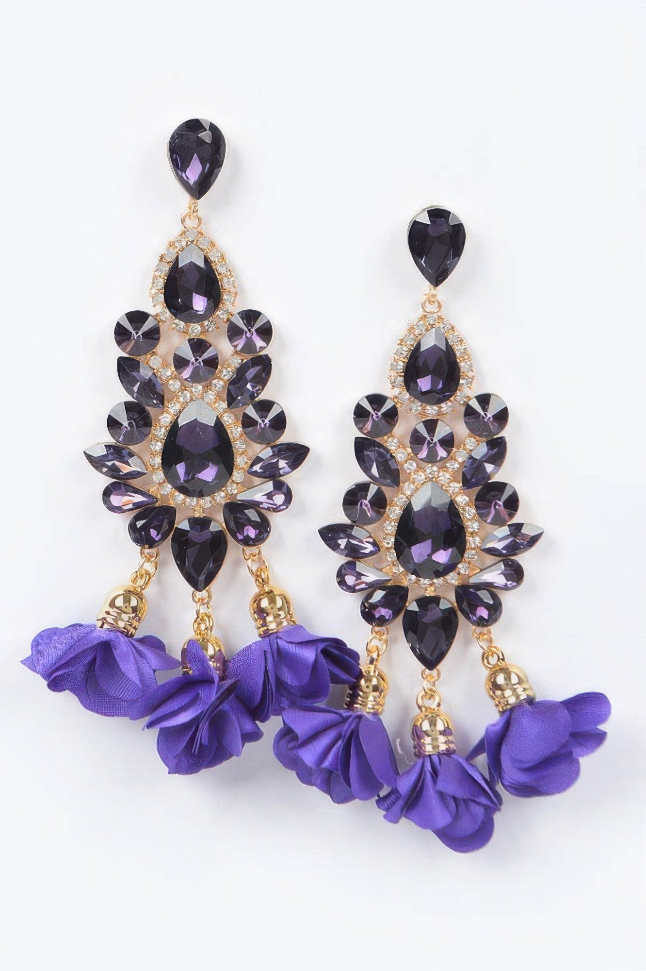 PARK AVENUE Multi Rhinestone Flower Drop Earrings: BYMANYC ® New York