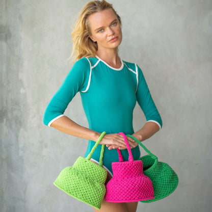 PETITE NAGA Macrame Bucket Bag in Dragonfruit Pink