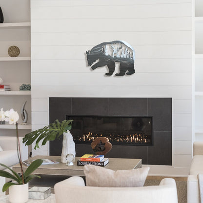 Bear and Stag Metal Wall Art, Silver
