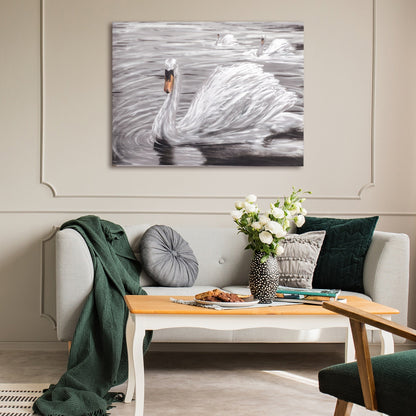 The Snow Feathered Swan Metal Wall Art