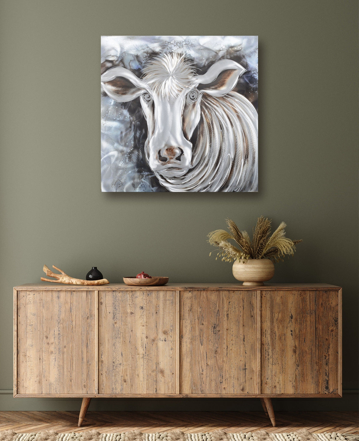 The Grey Cow Metal Wall Art