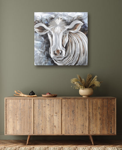 The Grey Cow Metal Wall Art