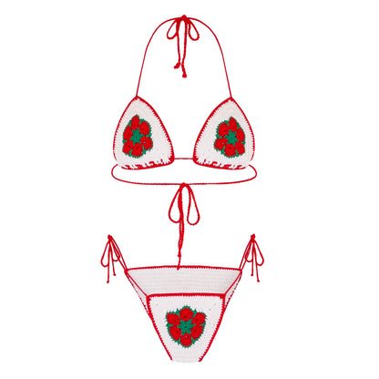 The Poppy Crochet Bikini in Red