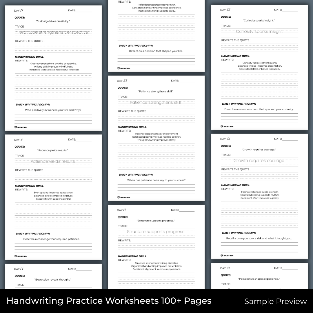 PRINT HANDWRITING - Daily Writing Practice E-Workbook by BASTION®