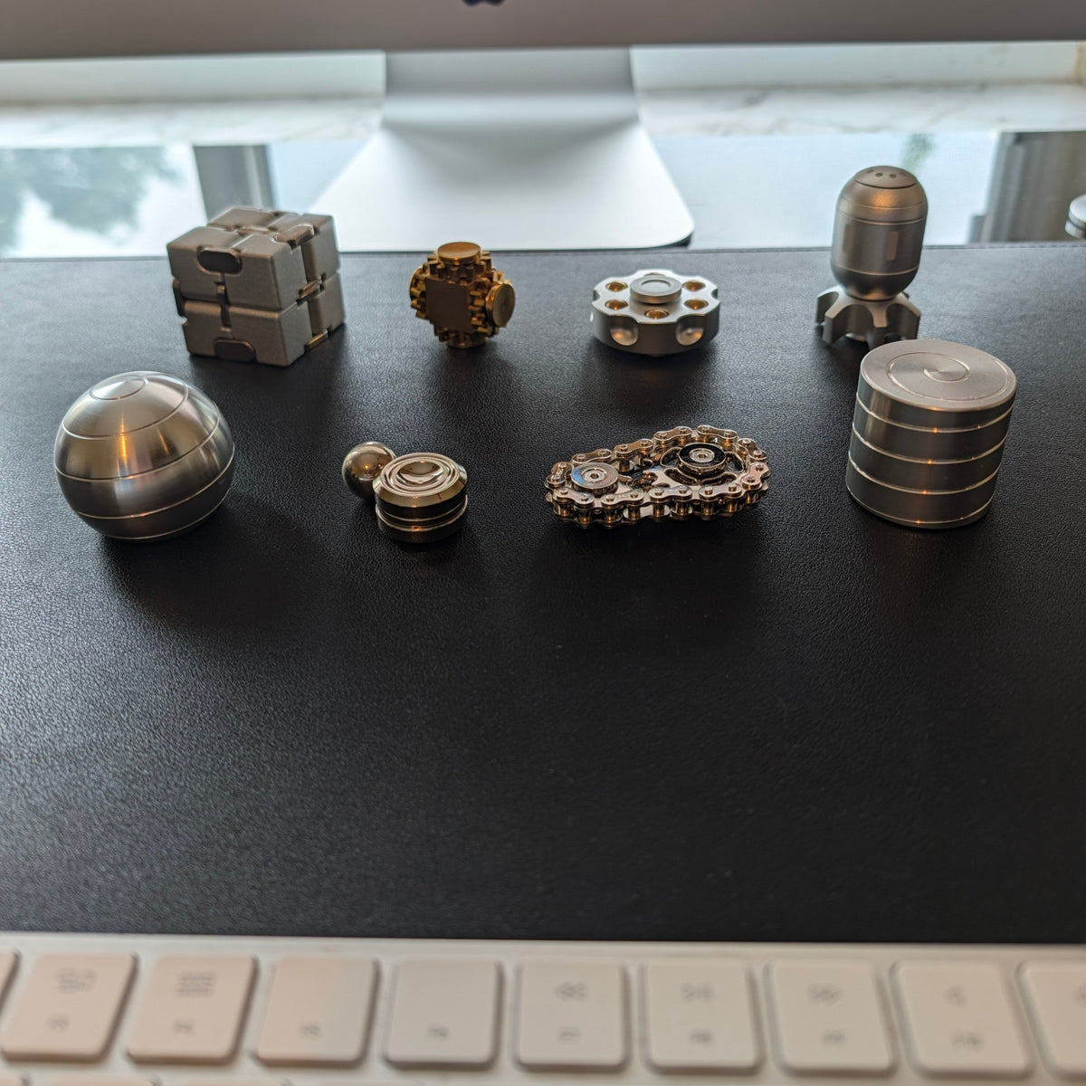 Set of 8 -Metal Desk Fidget & Kinetic Toy Collection