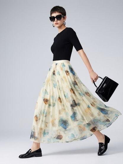 Women's Skirt Floral Silk BYMANYC ® New York HAMPTONS ABSTRACT PRINT MAXI - New Collection