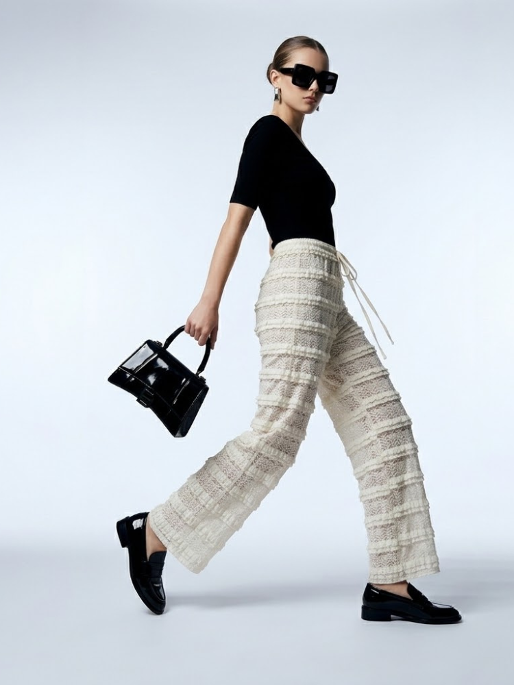 Women's Crochet Lace Pants BYMANYC ® New York HAMPTONS CREAM WIDE LEG - New Collection