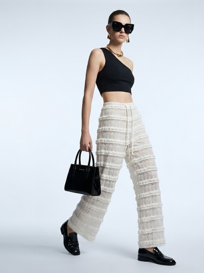 Women's Crochet Lace Pants BYMANYC ® New York HAMPTONS CREAM WIDE LEG - New Collection