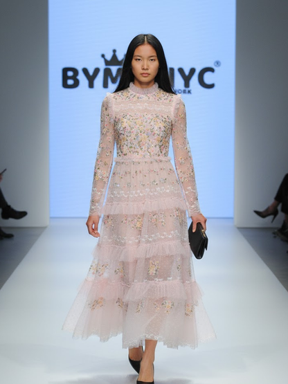 Pink Midi Party Dress BLOSSOM: Prêt-À-Porter Line BYMANYC ® New York