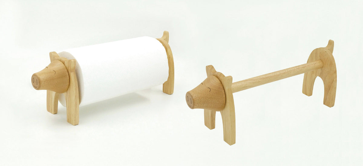 Rubber Wood: Piggy Towel Holder
