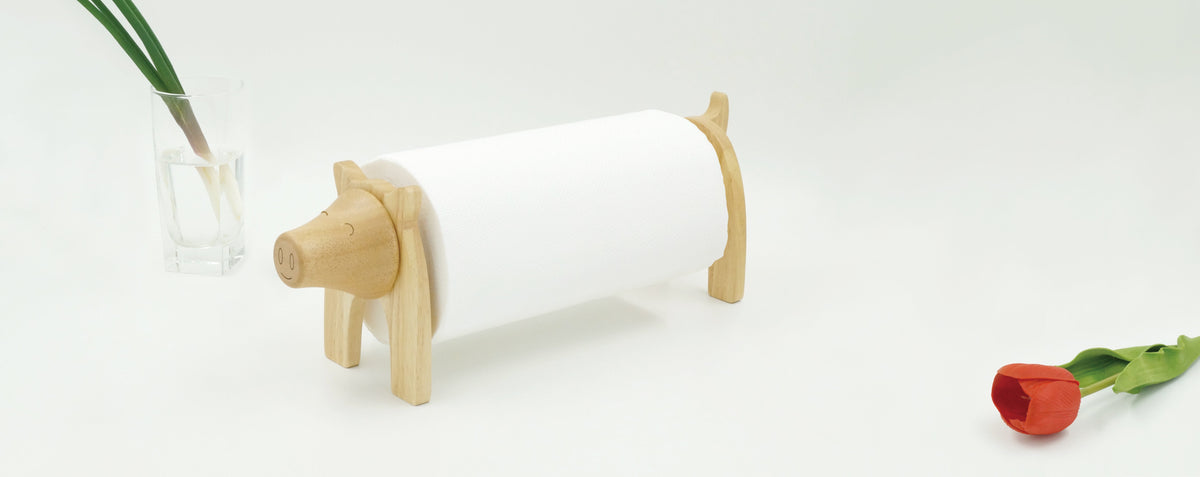 Rubber Wood: Piggy Towel Holder