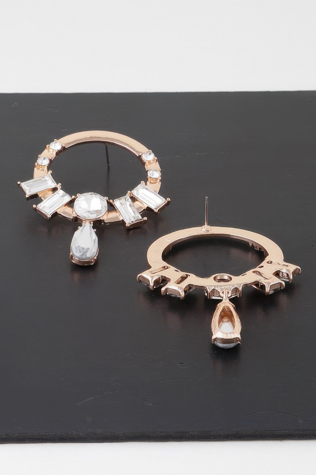 ROCKEFELLER Crystal Jewel Rim Drop Earrings: NYFW BYMANYC ® New York