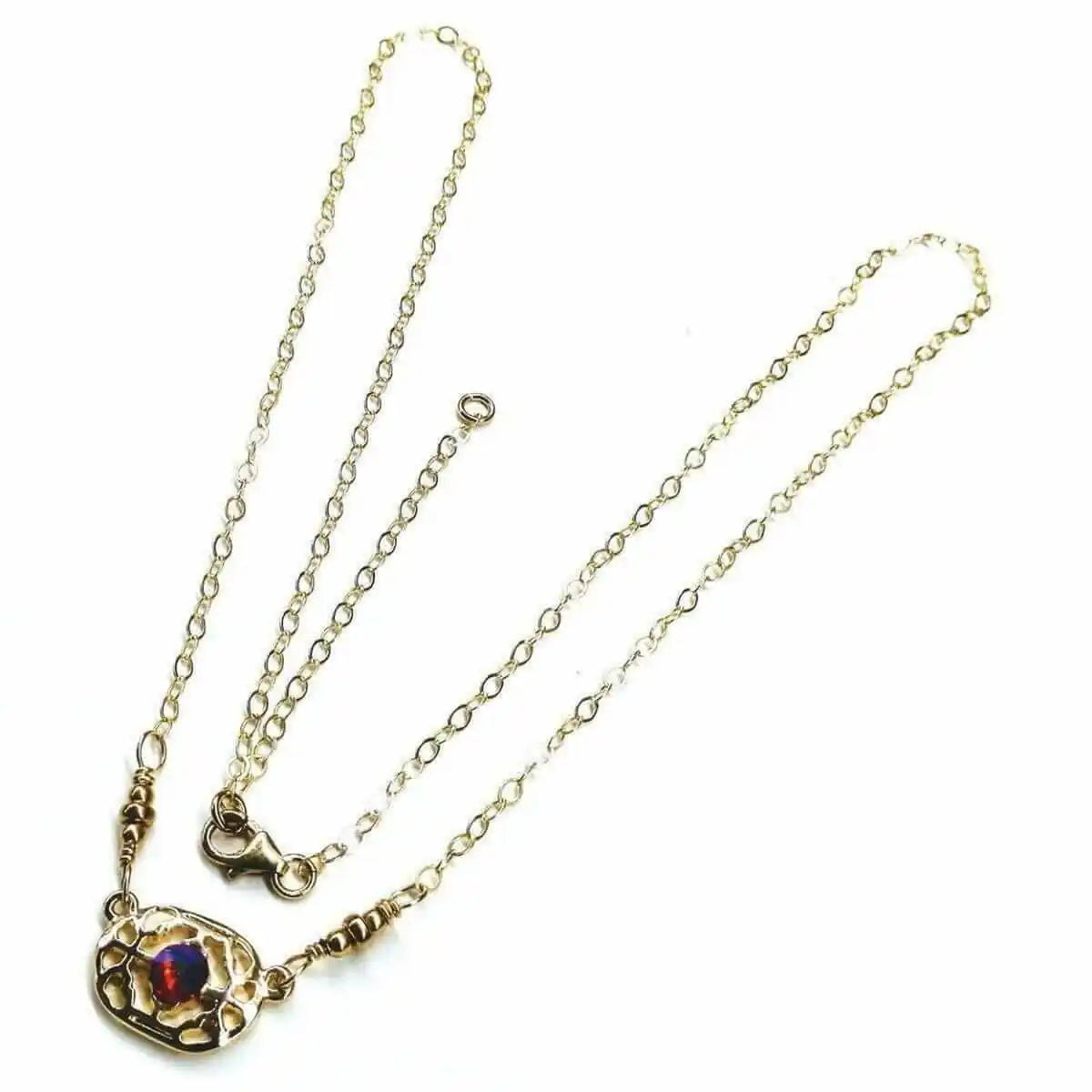 Red Crystal 14 K Gold Filled Adjustable Filigree Choker