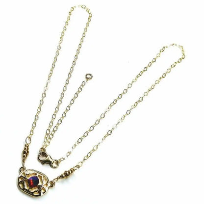 Red Crystal 14 K Gold Filled Adjustable Filigree Choker