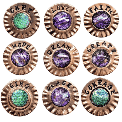 Handmade Stamped Artisan Copper Flower Refrigerator Magnets