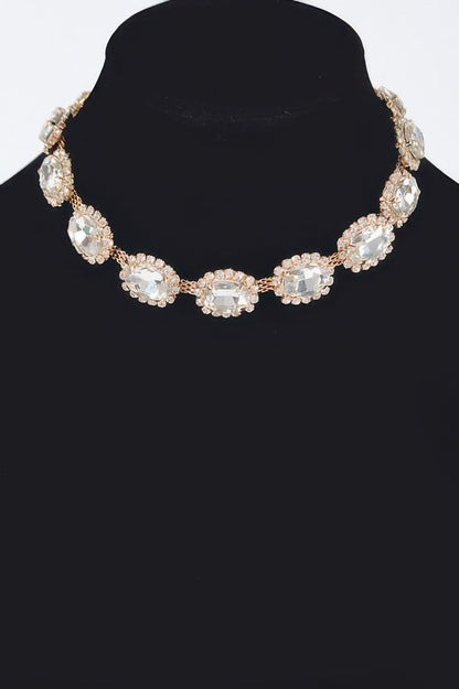 Rhinestone Oval Shape Necklace | Elegant BYMANYC ® New York Style