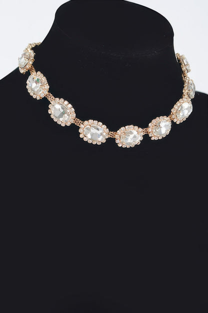 Rhinestone Oval Shape Necklace | Elegant BYMANYC ® New York Style
