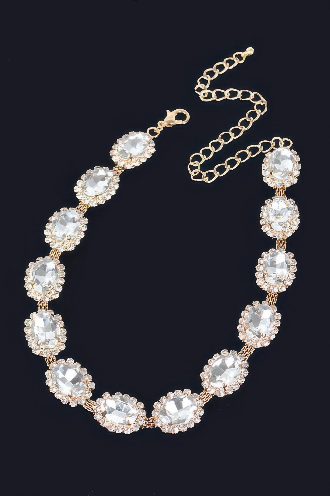 Rhinestone Oval Shape Necklace | Elegant BYMANYC ® New York Style
