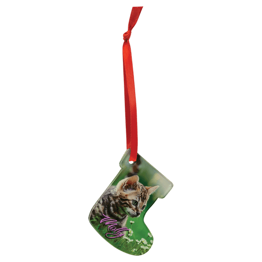 2 3/8" X 2 3/4" Stocking Sublimatable Acrylic Ornament With Red Ribbon