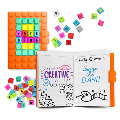 Soft Lego-Like Cover Notebook (Medium Size) in a Set With 70 Decorative Cubes Stationery Combo