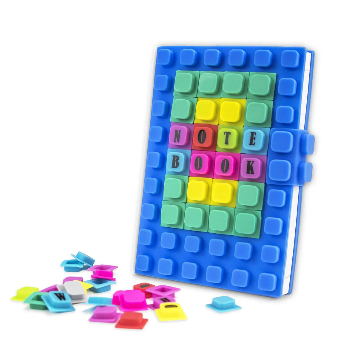 Soft Lego-Like Cover Notebook (Medium Size) in a Set With 70 Decorative Cubes Stationery Combo