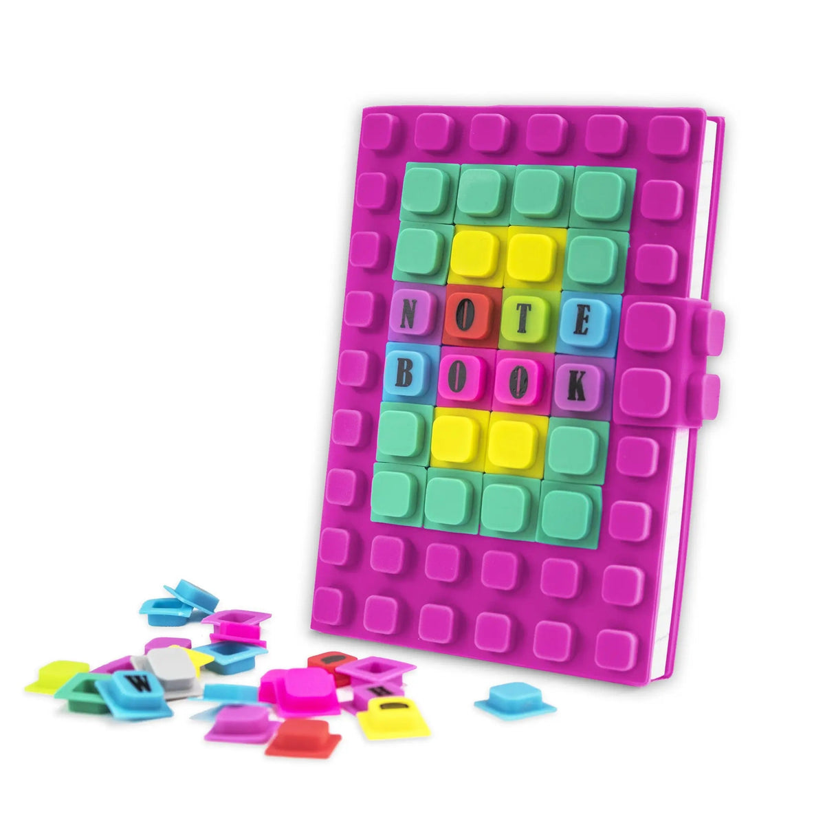Soft Lego-Like Cover Notebook (Medium Size) in a Set With 70 Decorative Cubes Stationery Combo