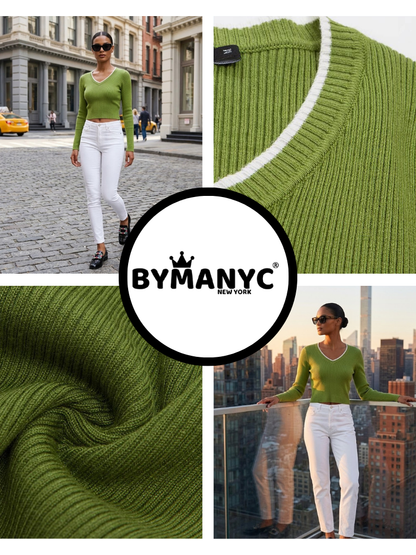 SOHO Women's Pistachio Green Knit Sweater Prêt-À-Porter BYMANYC ® New York