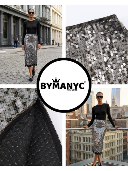 SOHO Women's Sequin & Lace Midi Skirt Prêt-À-Porter BYMANYC ® NY