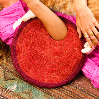 The Solo Tomato Mini Jute Straw Bag in Red