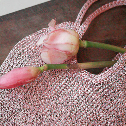 The Sol Mesh Wire Tote Bag in Pink